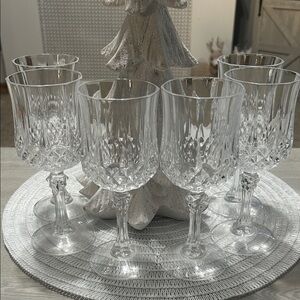 Vintage Cut Crystal Wine Glasses - Set of 6
